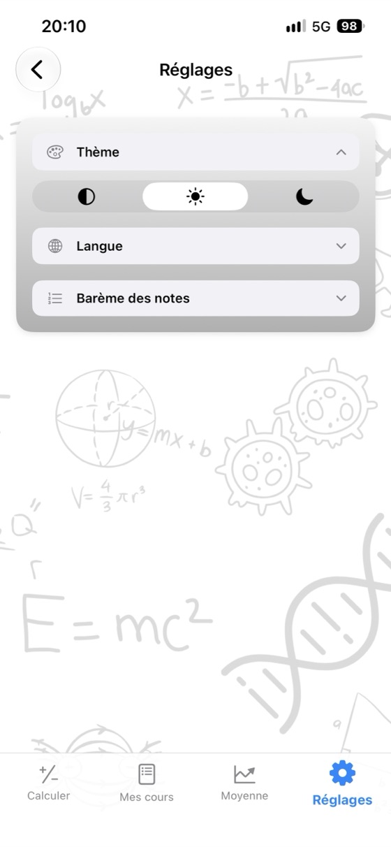 Réglages