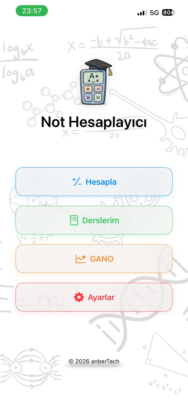 Not Hesaplayıcı ana ekranı