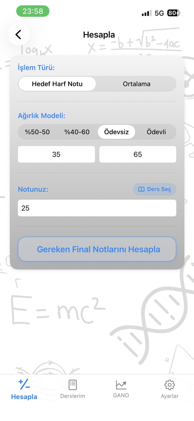 Hesapla ekranı